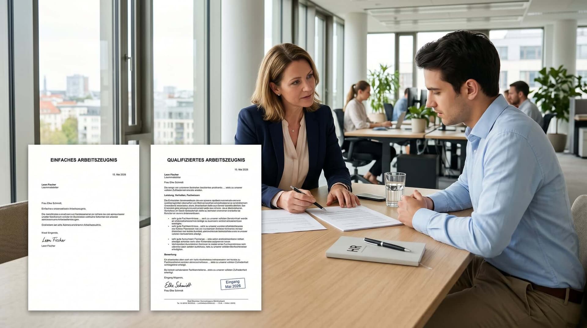 Einfaches vs qualifiziertes Arbeitszeugnis 2026 — Vergleich mit Vorlage und Mustertext