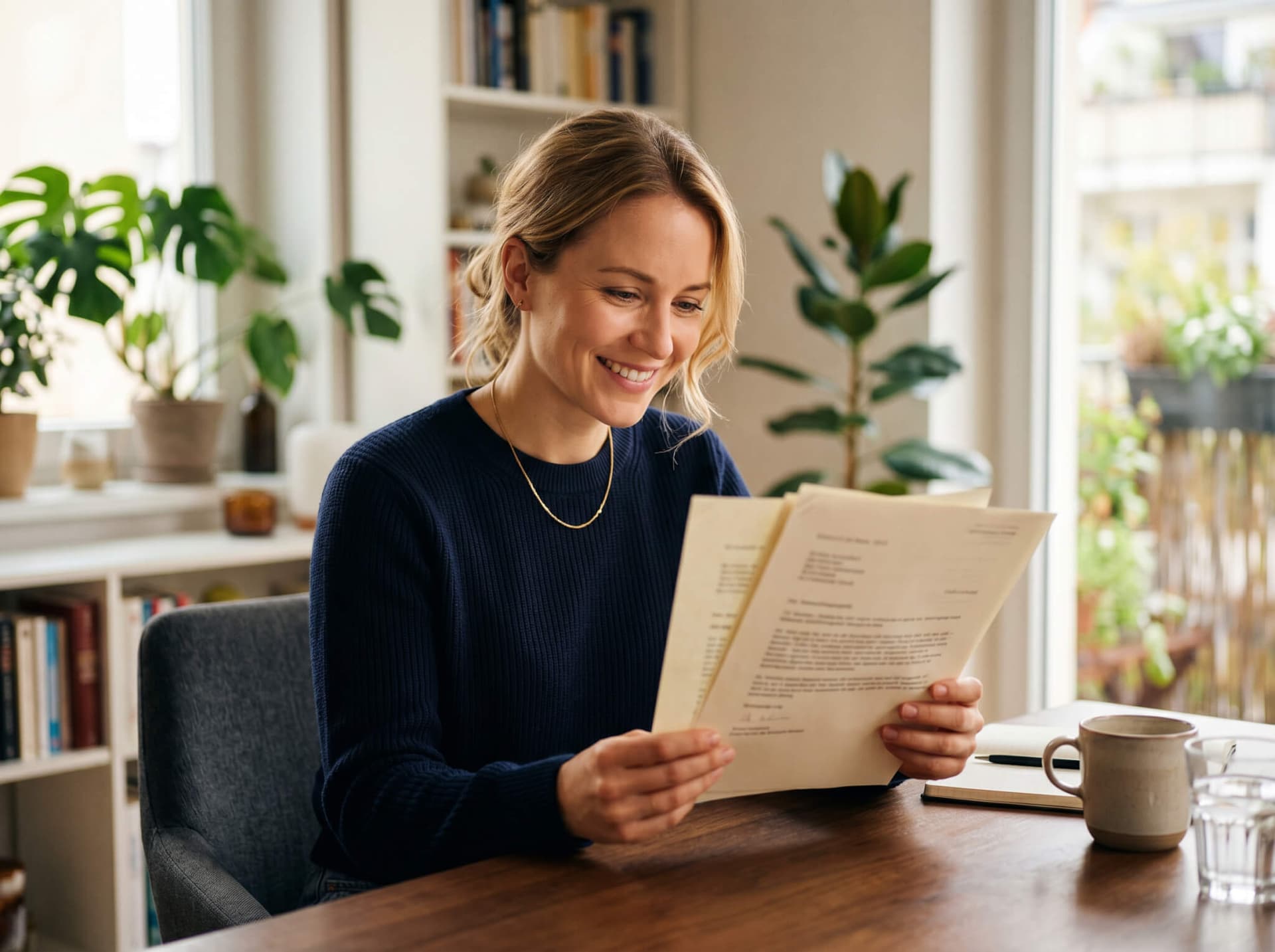 Person liest die Gesamtbeurteilung eines mehrseitigen Arbeitszeugnisses