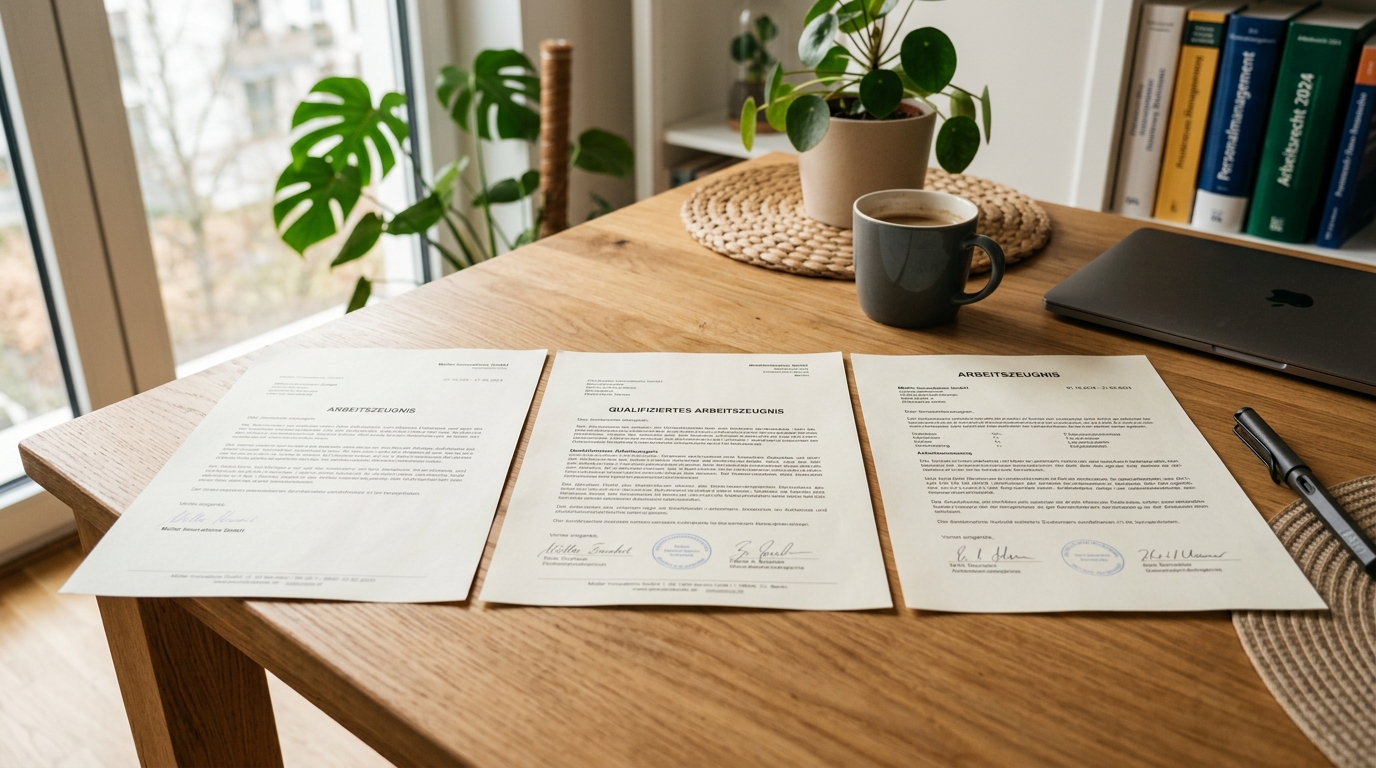 Mehrere Arbeitszeugnis-Dokumente nebeneinander zum Vergleich